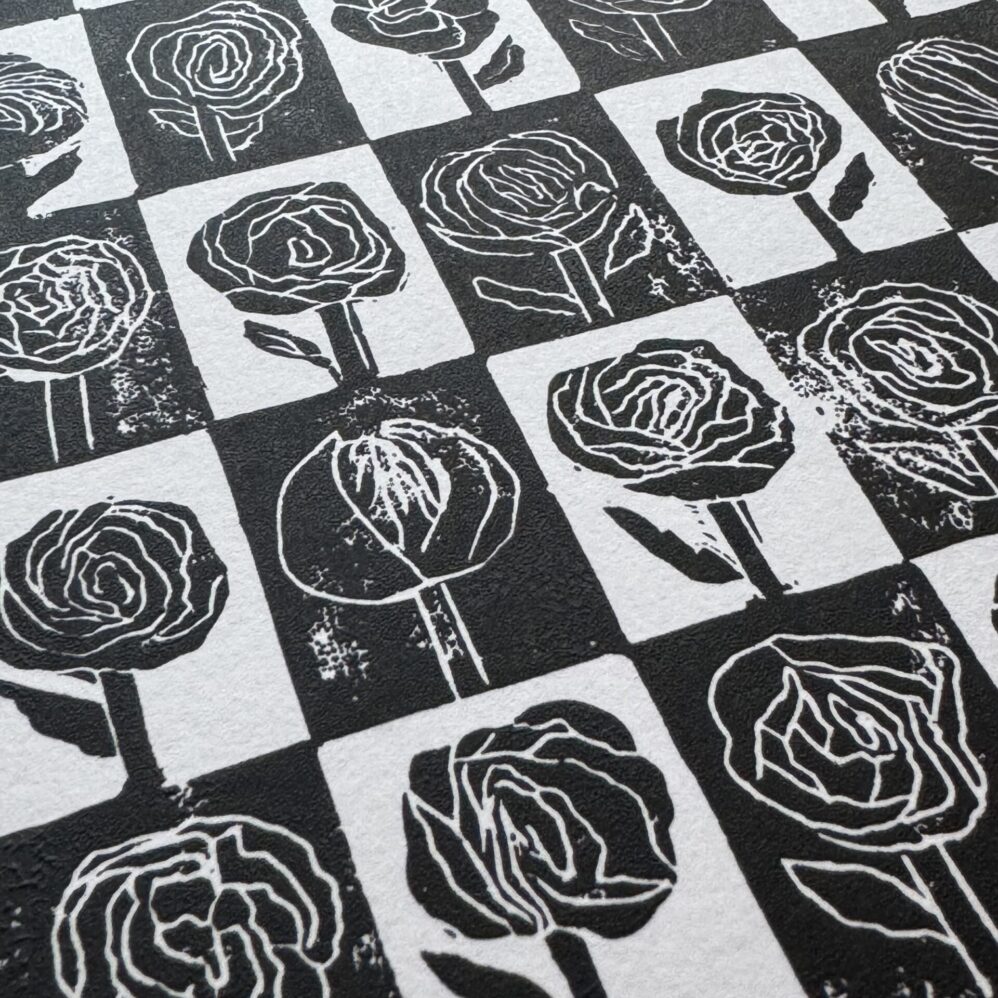 A Study on Peonies - Hand Carved Linocut Art - Image 2