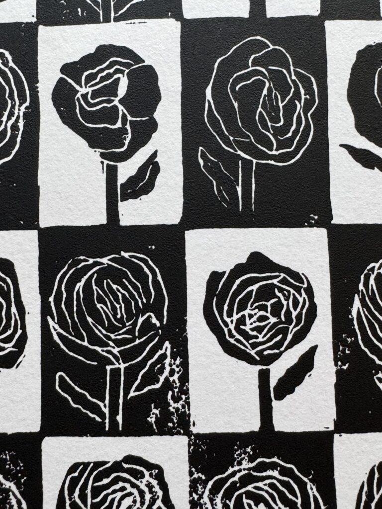 A Study on Peonies - Hand Carved Linocut Art