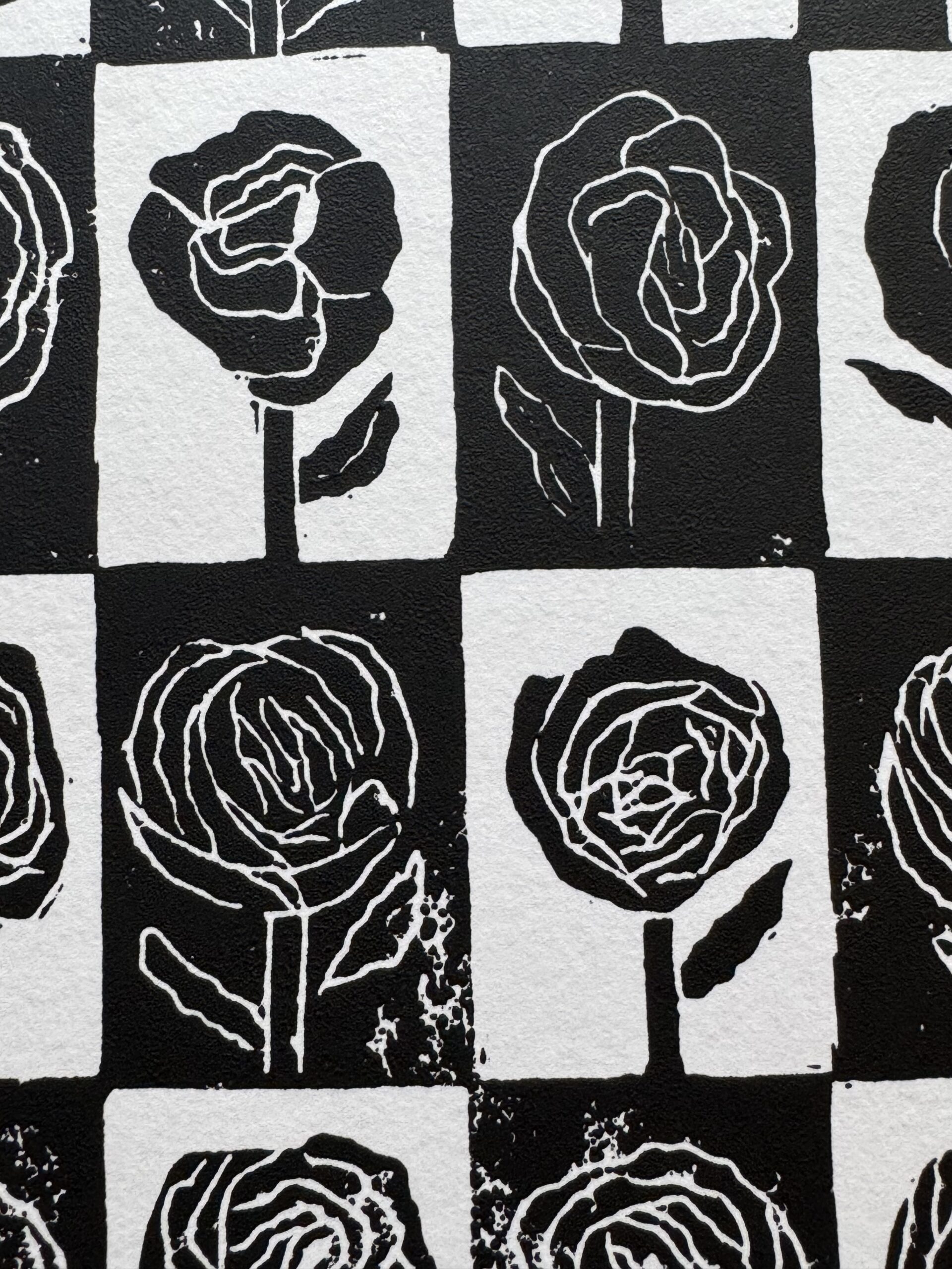 A Study on Peonies - Hand Carved Linocut Art - Image 3