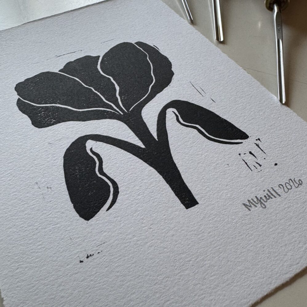 Bloom - Hand Carved Floral Linocut Art 5x7 - Image 2