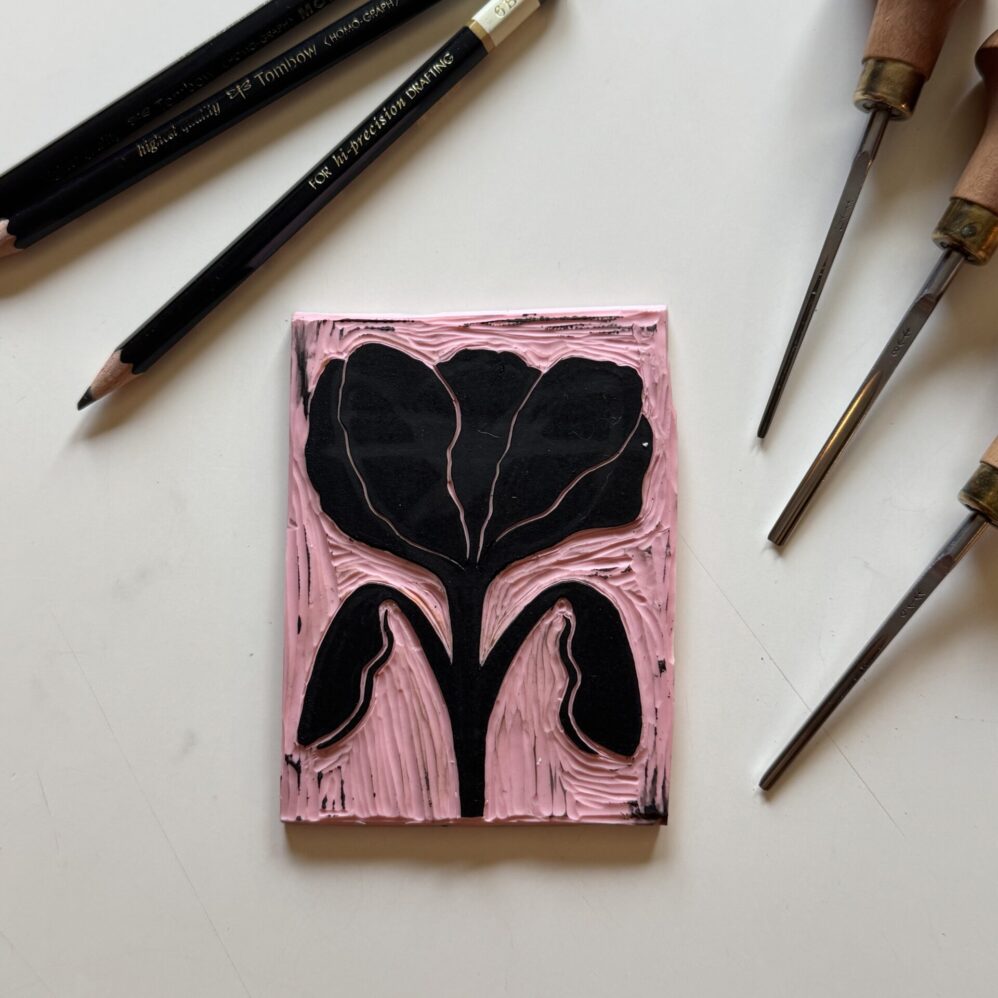 Bloom - Hand Carved Floral Linocut Art 5x7 - Image 3