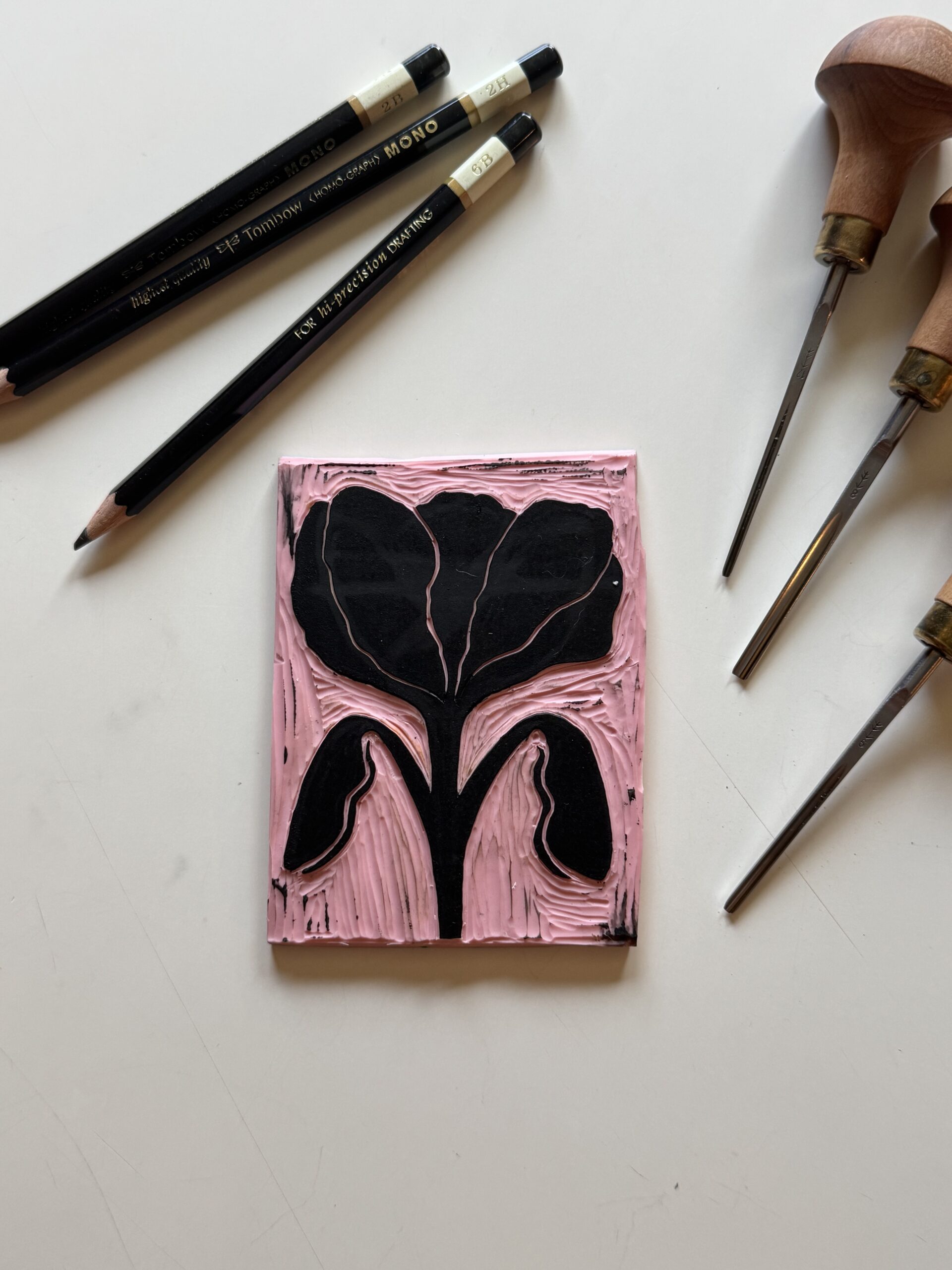 Bloom - Hand Carved Floral Linocut Art 5x7 - Image 3