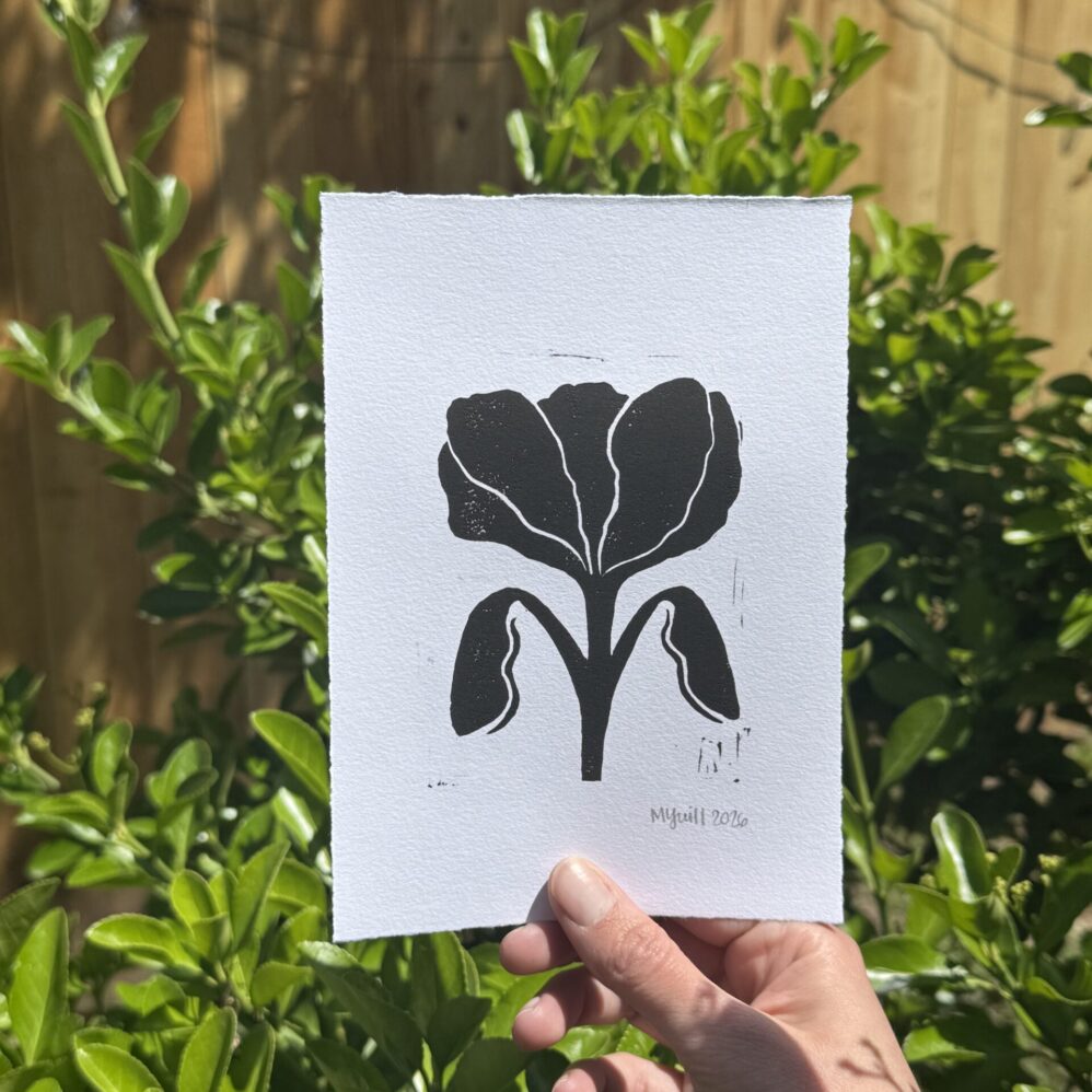 Bloom - Hand Carved Floral Linocut Art 5x7 - Image 4