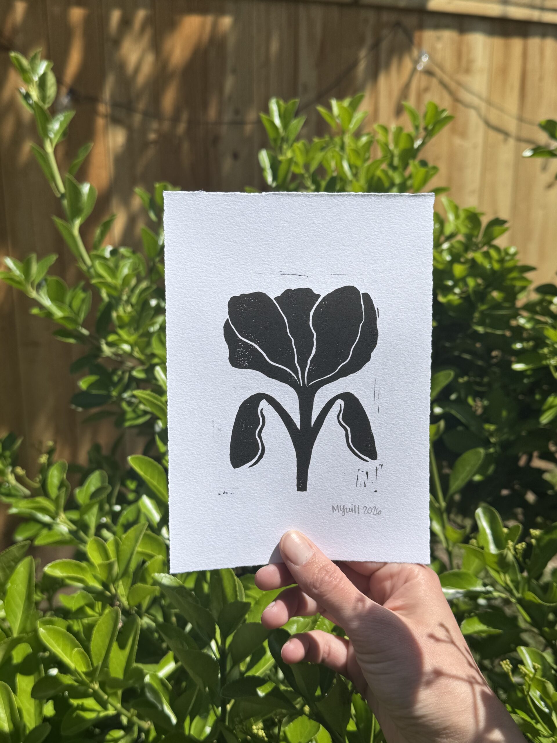 Bloom - Hand Carved Floral Linocut Art 5x7 - Image 4