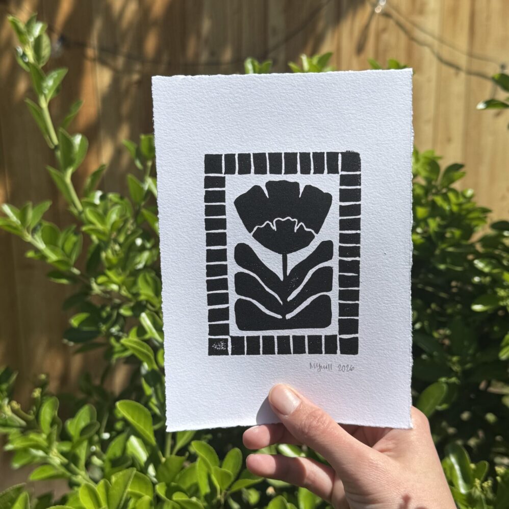 Bloom in Frame - Hand Carved Floral Linocut Print 5x7 - Image 4
