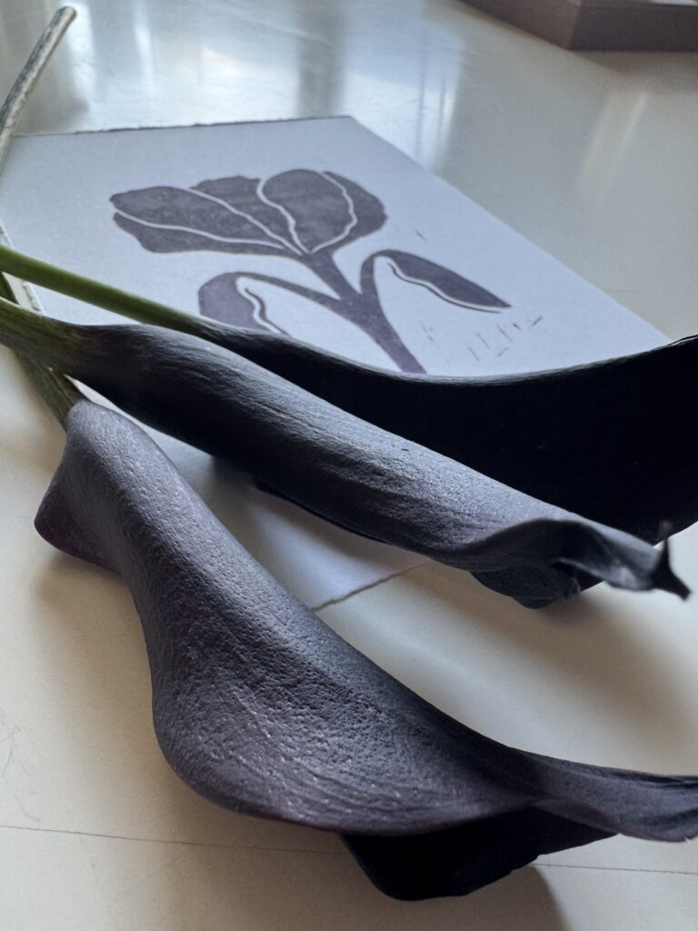 Bloom in Plum - Hand Carved Floral Linocut