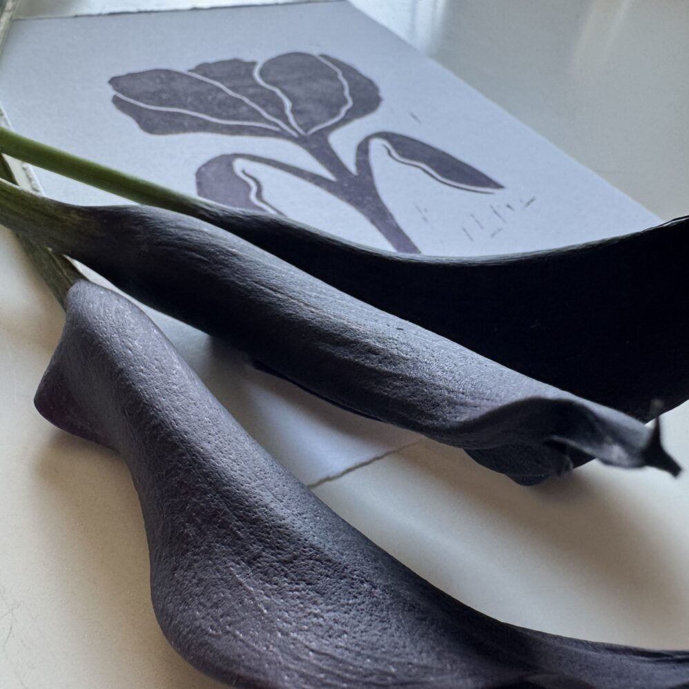 Bloom in Plum - Hand Carved Floral Linocut - Image 4
