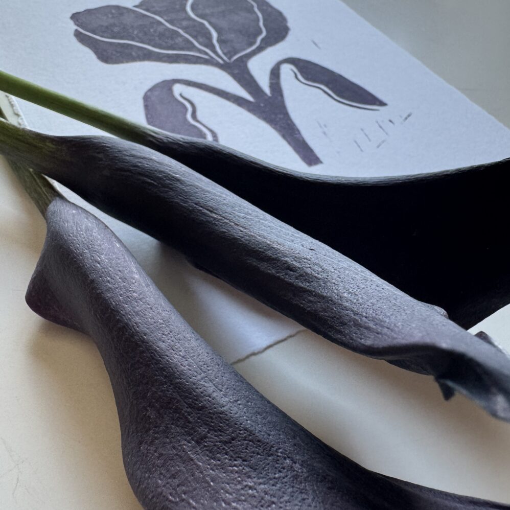 Bloom in Plum - Hand Carved Floral Linocut - Image 5