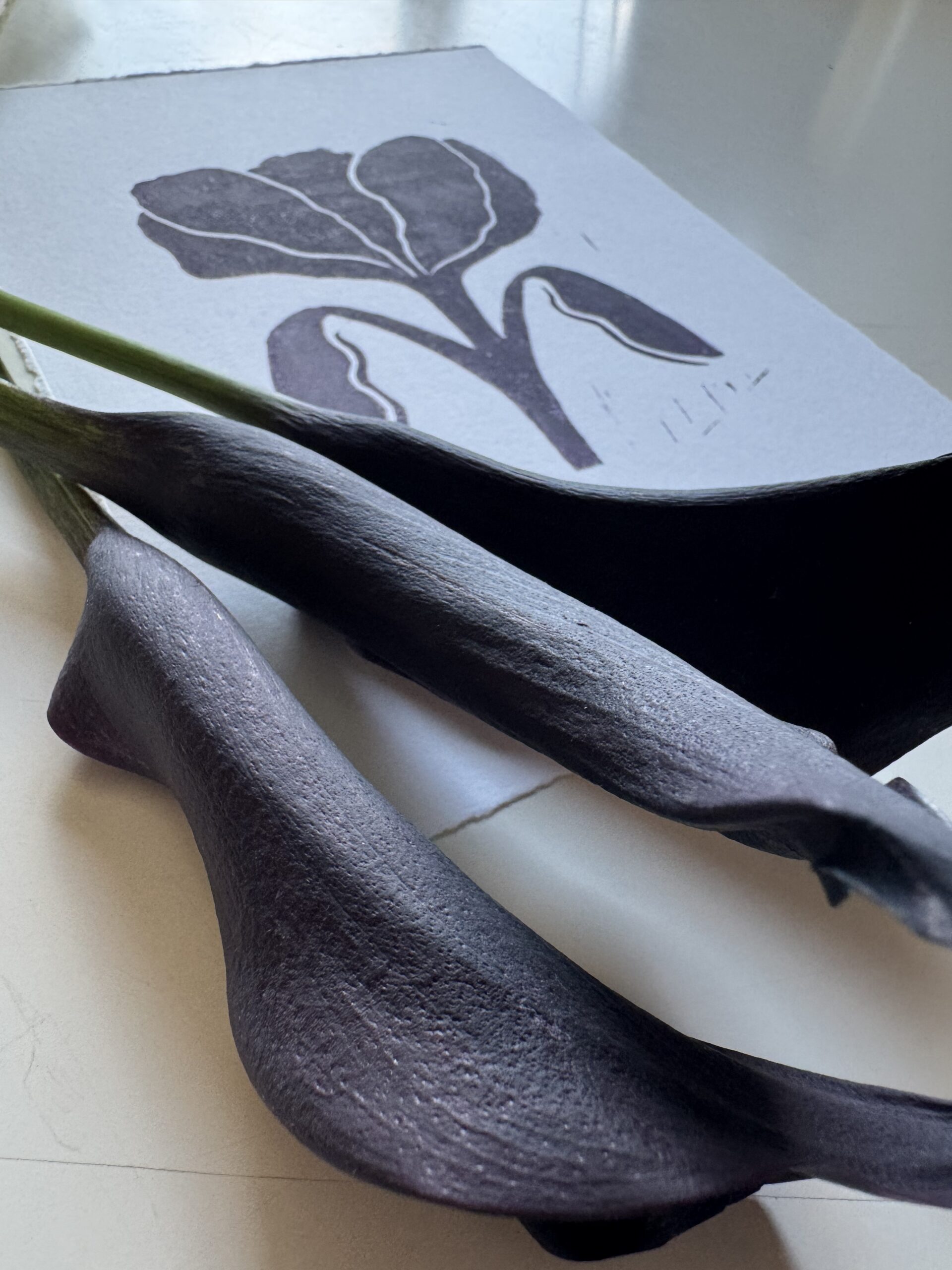 Bloom in Plum - Hand Carved Floral Linocut - Image 5
