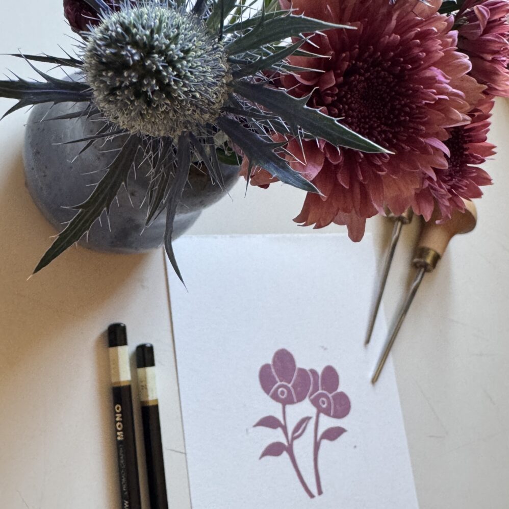 Dew - Hand Carved Floral Linocut Art - Image 2