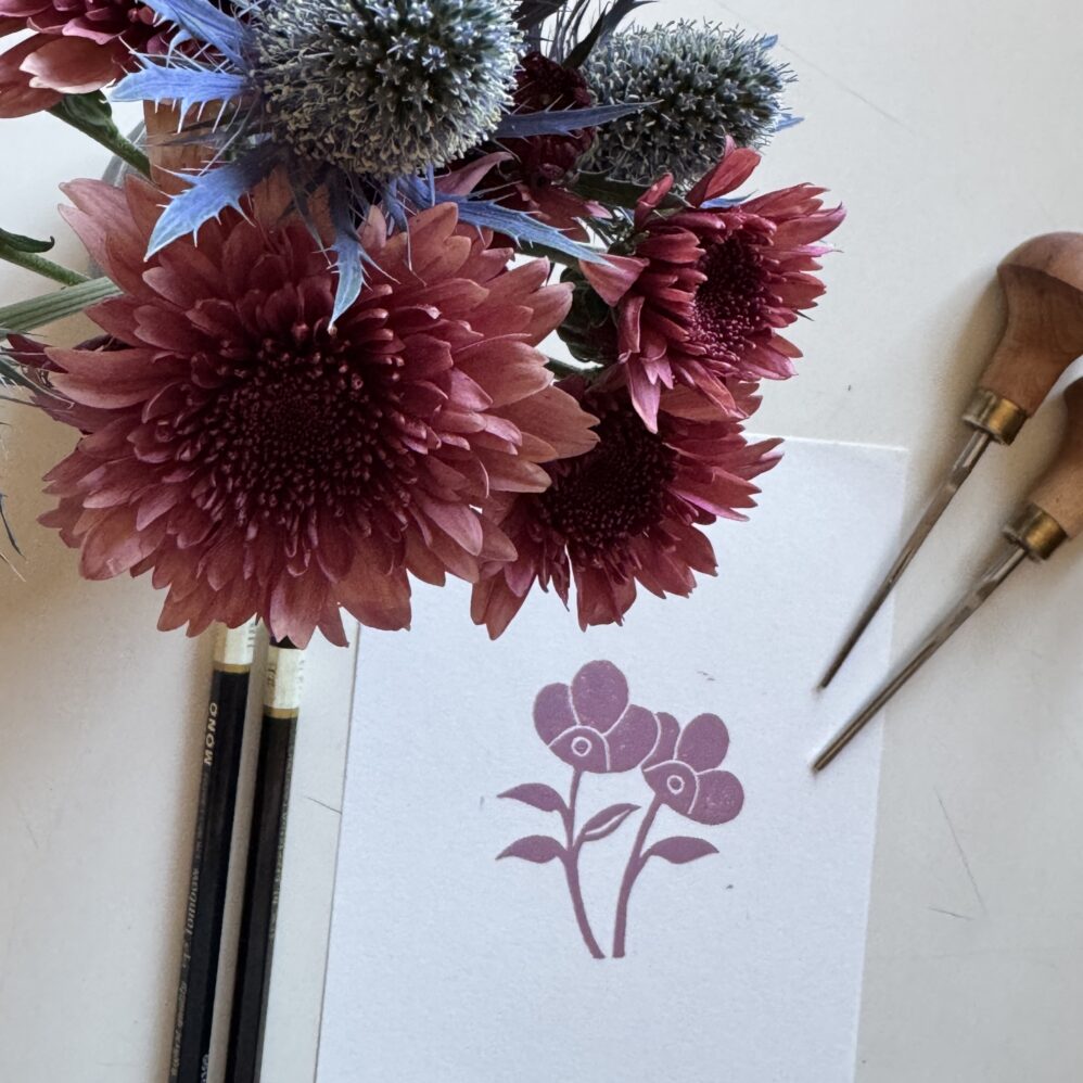 Dew - Hand Carved Floral Linocut Art - Image 3