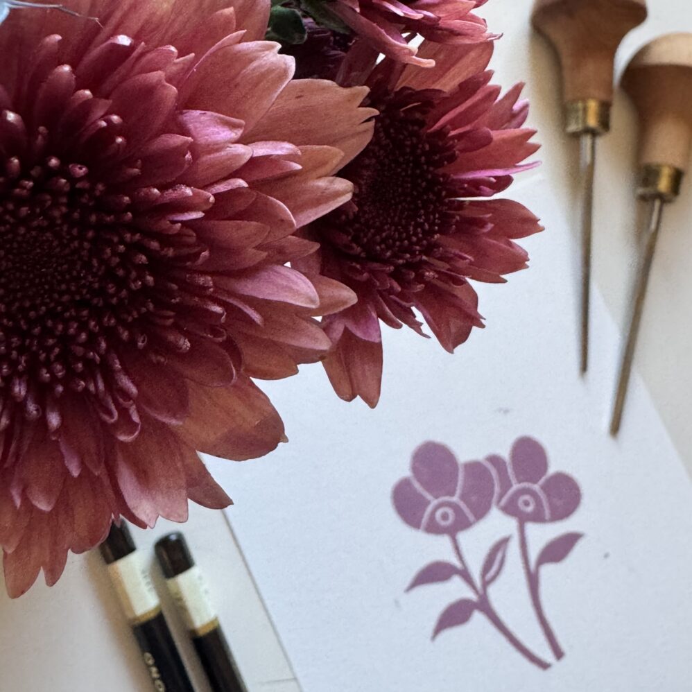 Dew - Hand Carved Floral Linocut Art - Image 4