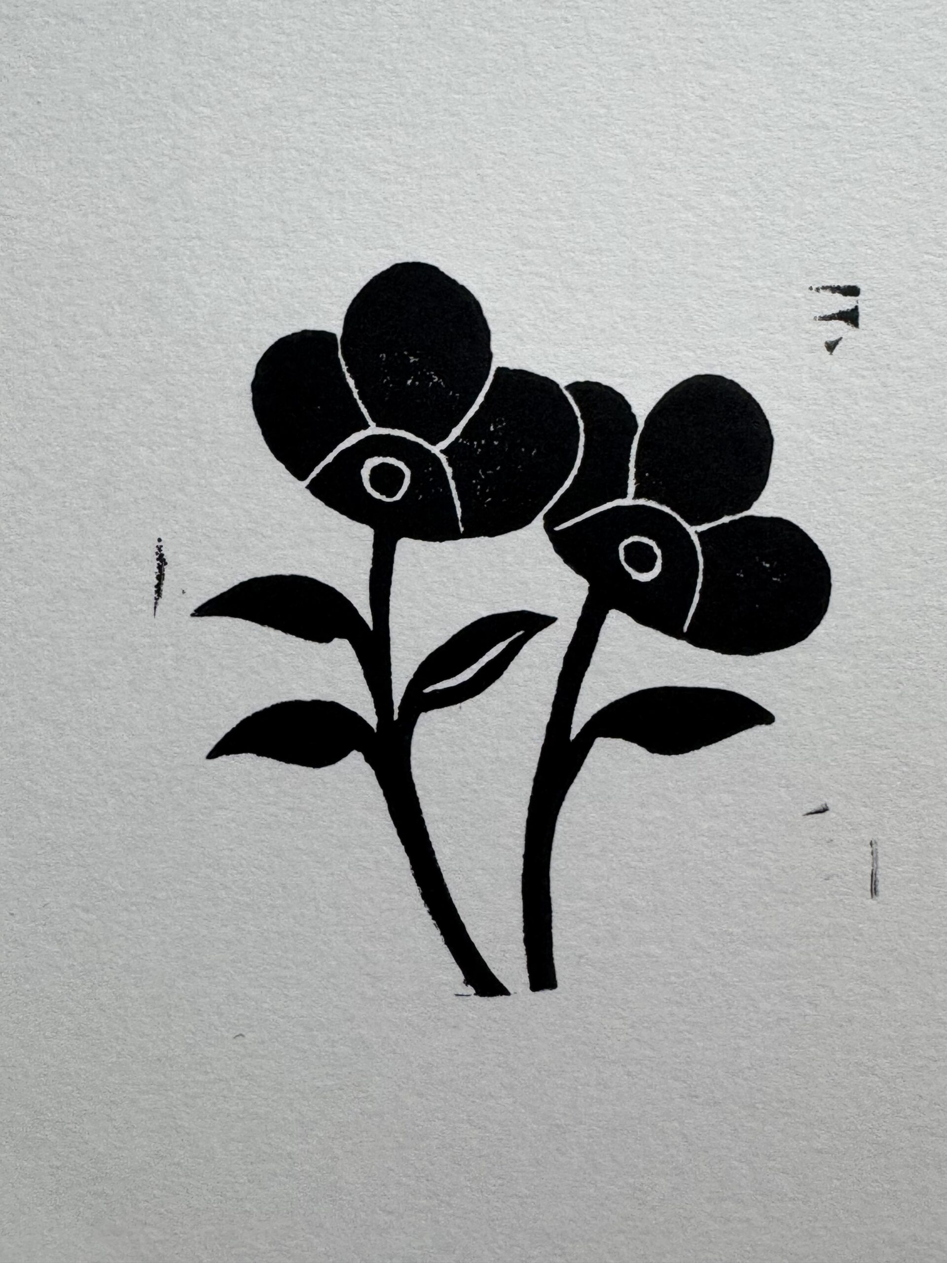 Dew - Hand Carved Floral Linocut Art