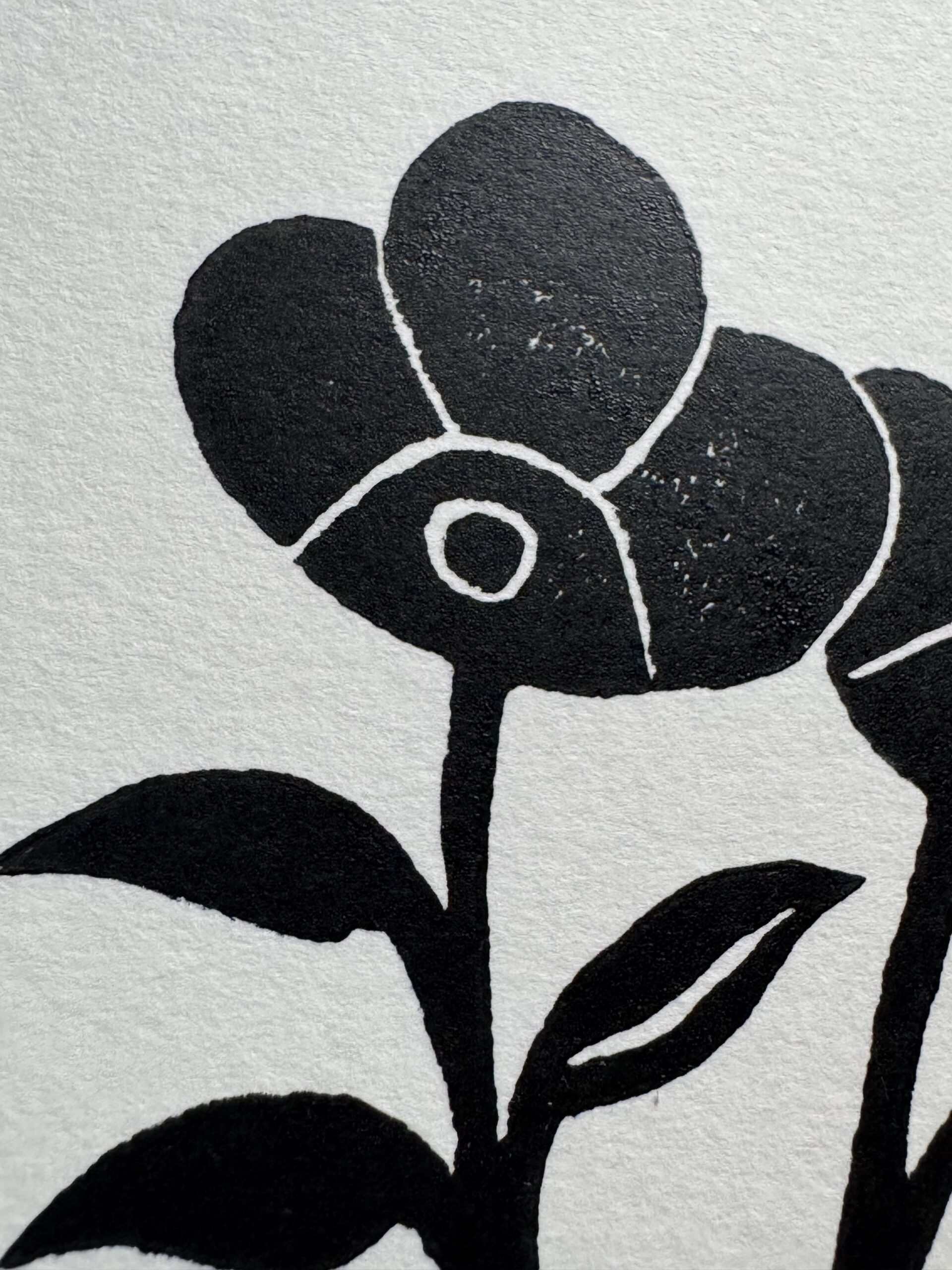 Dew - Hand Carved Floral Linocut Art