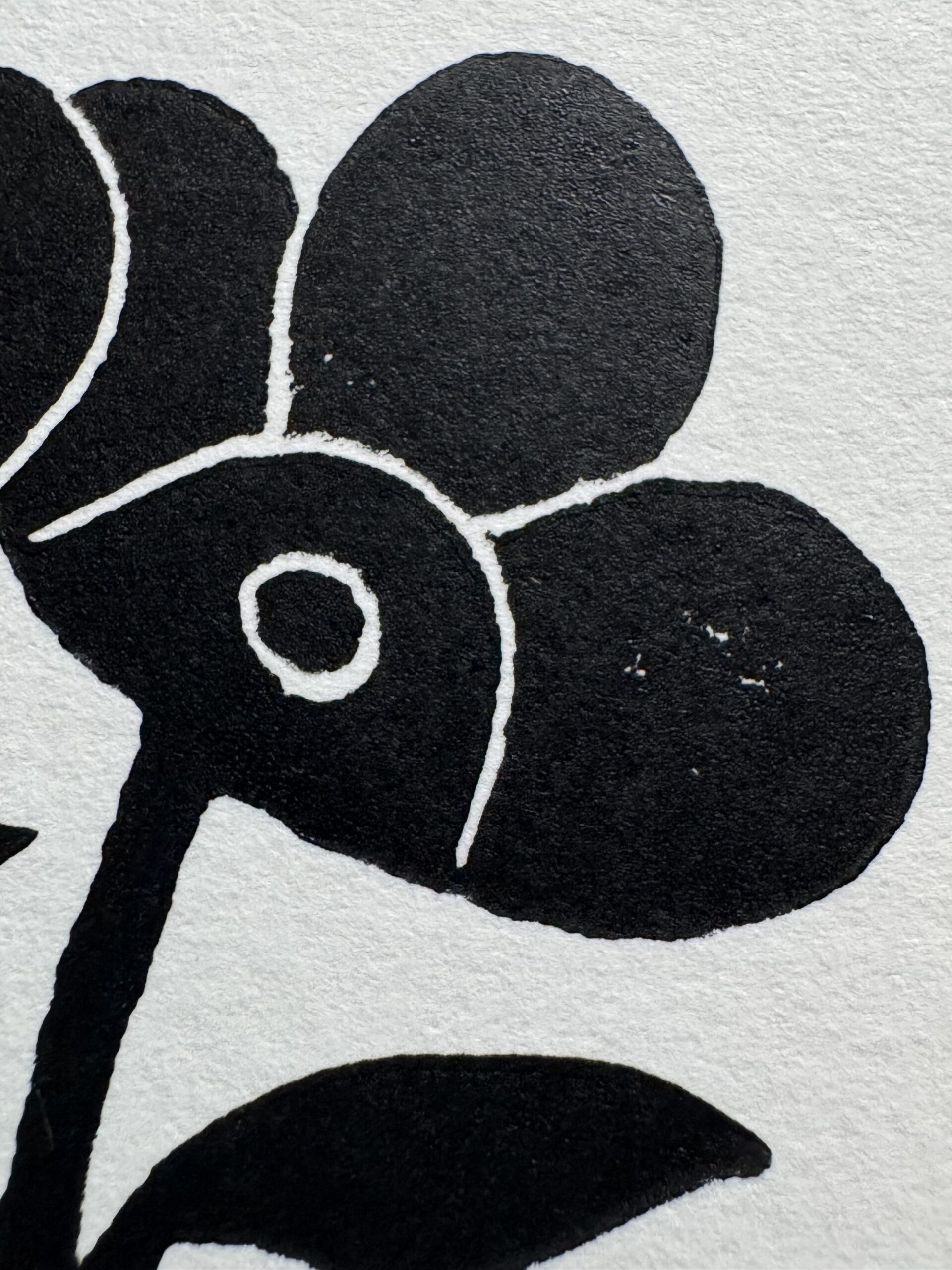 Dew - Hand Carved Floral Linocut Art