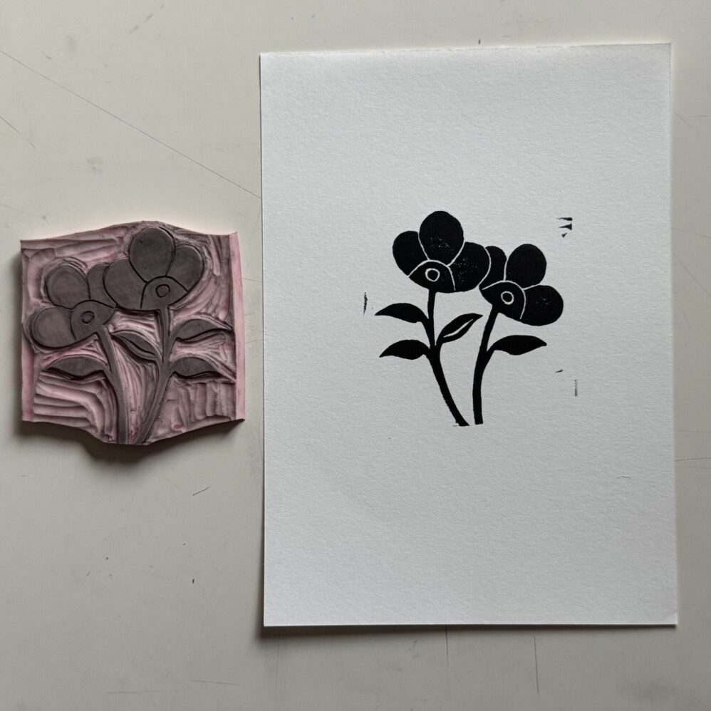 Dew - Hand Carved Floral Linocut Art - Image 7