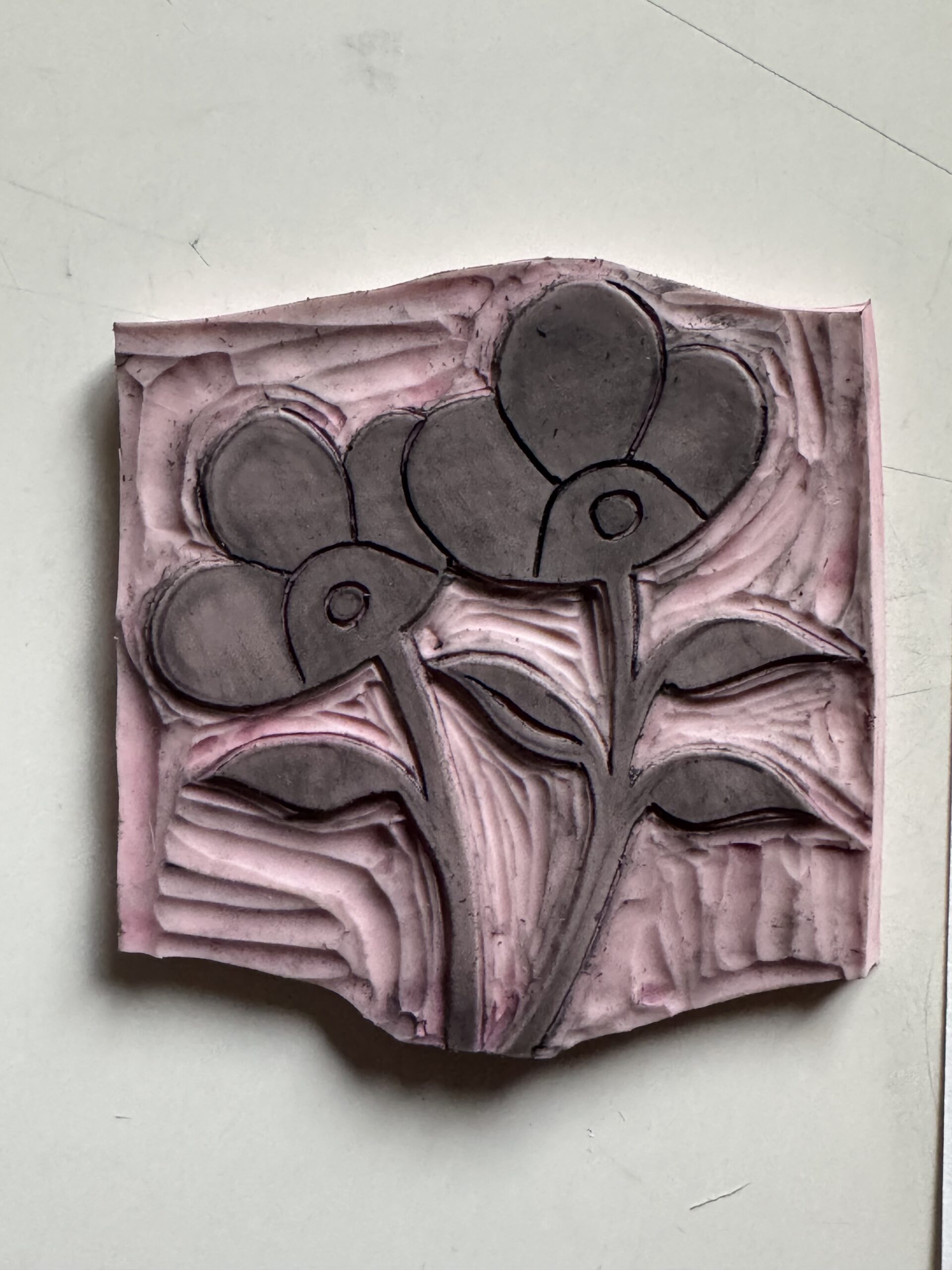 Dew - Hand Carved Floral Linocut Art