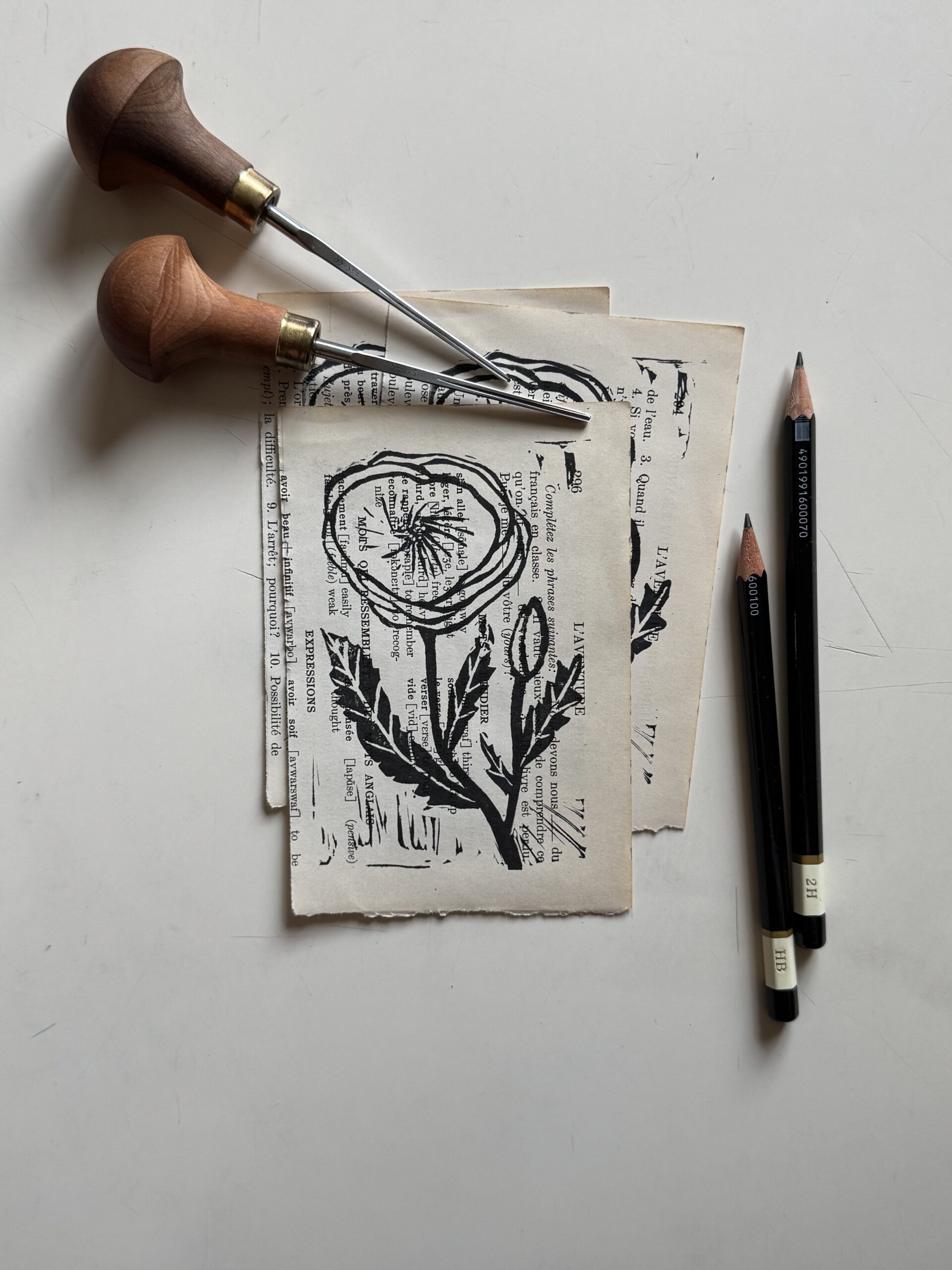 Poppy - Hand Carved Floral Linocut Art - Image 1