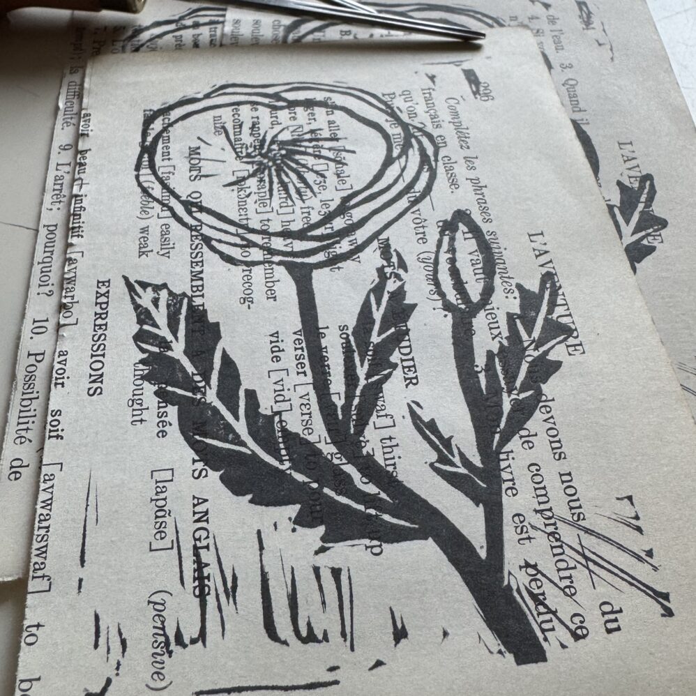 Poppy - Hand Carved Floral Linocut Art - Image 2