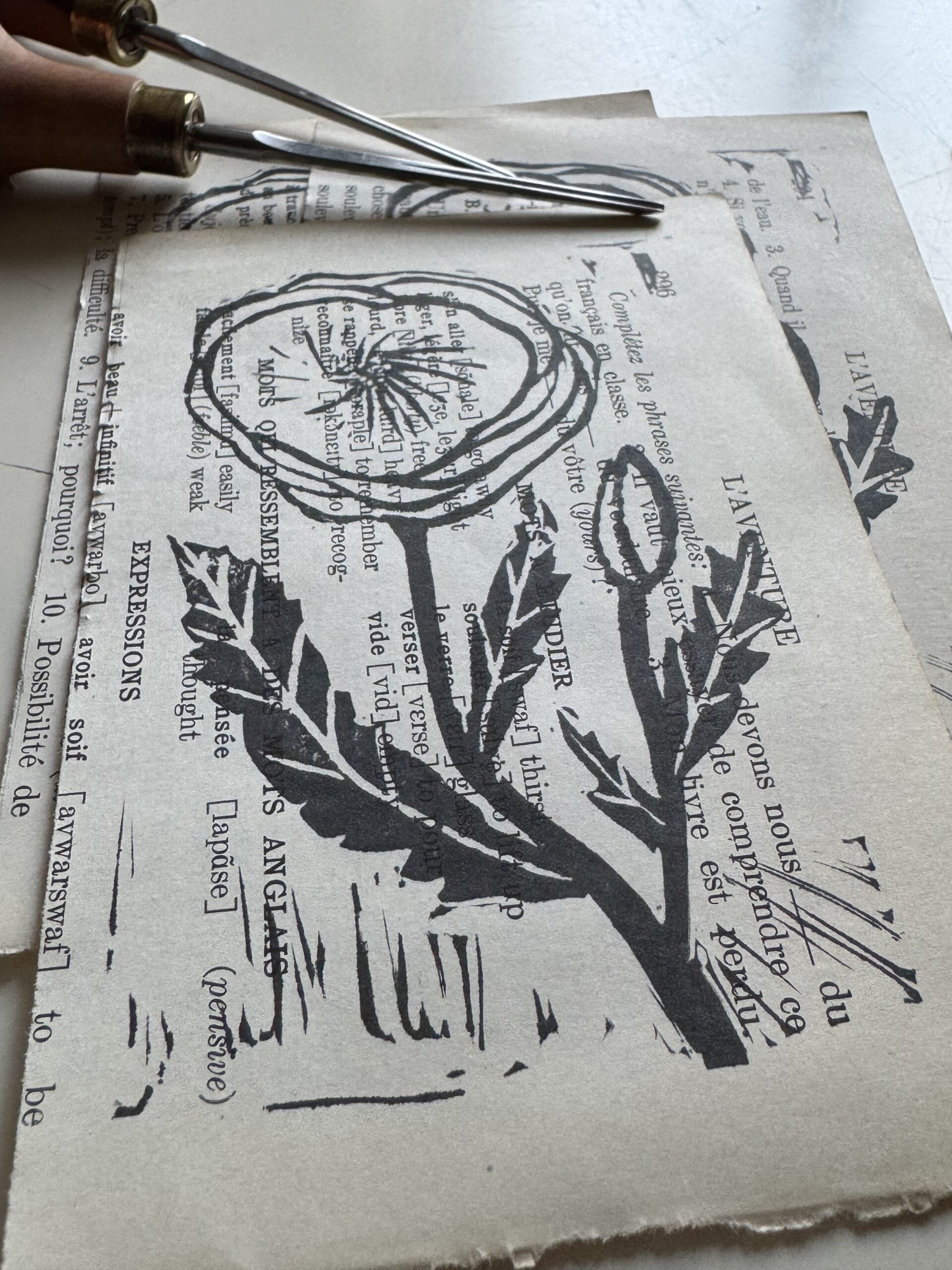 Poppy - Hand Carved Floral Linocut Art - Image 2