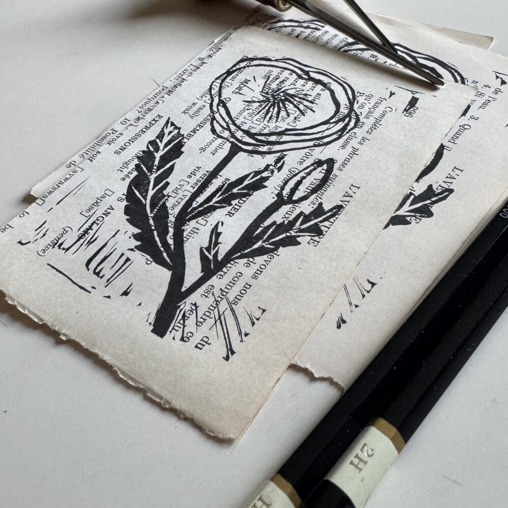 Poppy - Hand Carved Floral Linocut Art - Image 3
