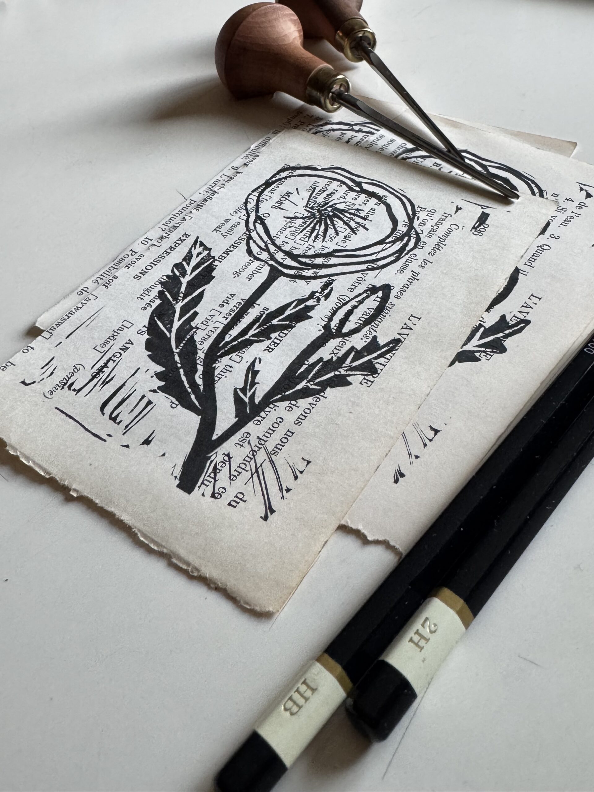 Poppy - Hand Carved Floral Linocut Art - Image 3