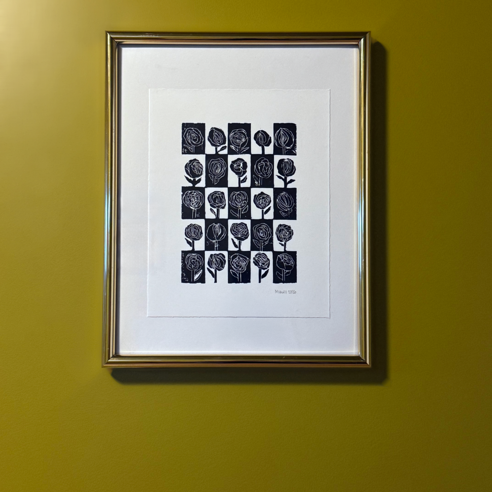 A Study on Peonies - Hand Carved Linocut Art - Image 6