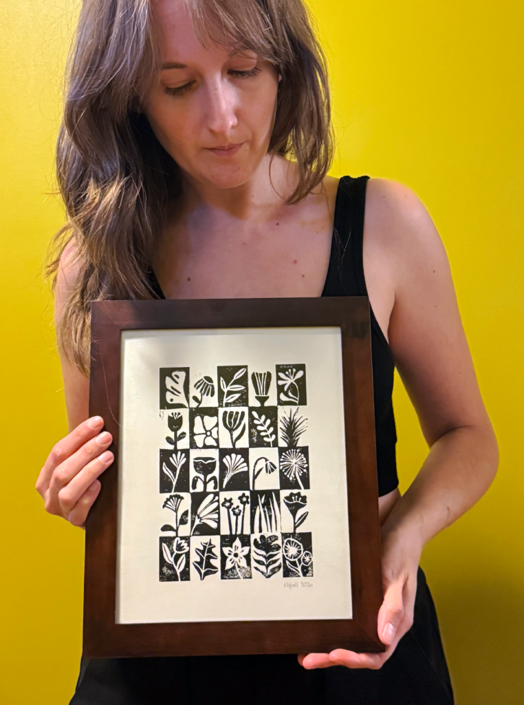 A Study on Flowers - Hand Carved Linocut Art