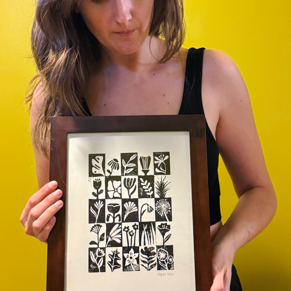 A Study on Flowers - Hand Carved Linocut Art - Image 2